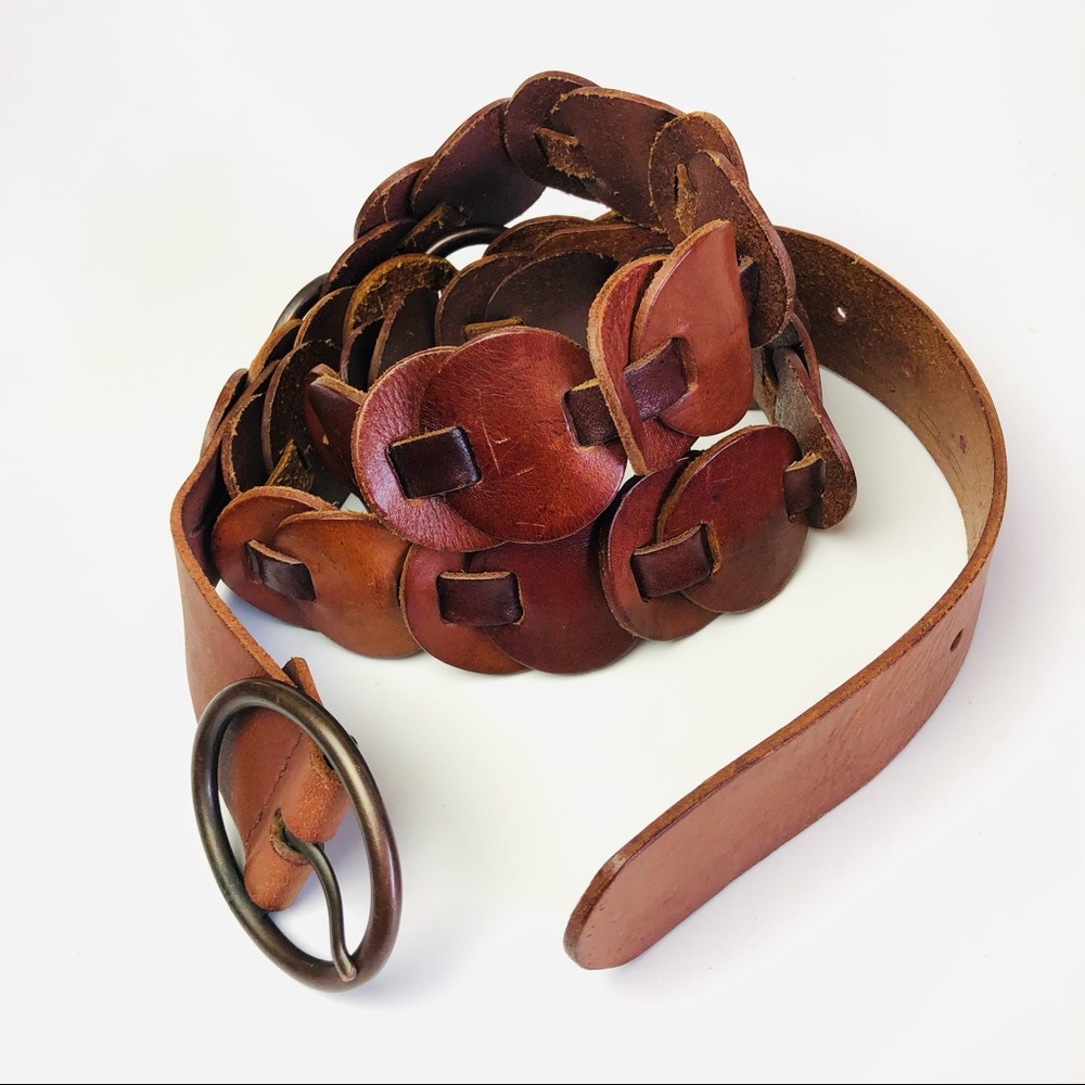Fossil Leather Circle Link Belt